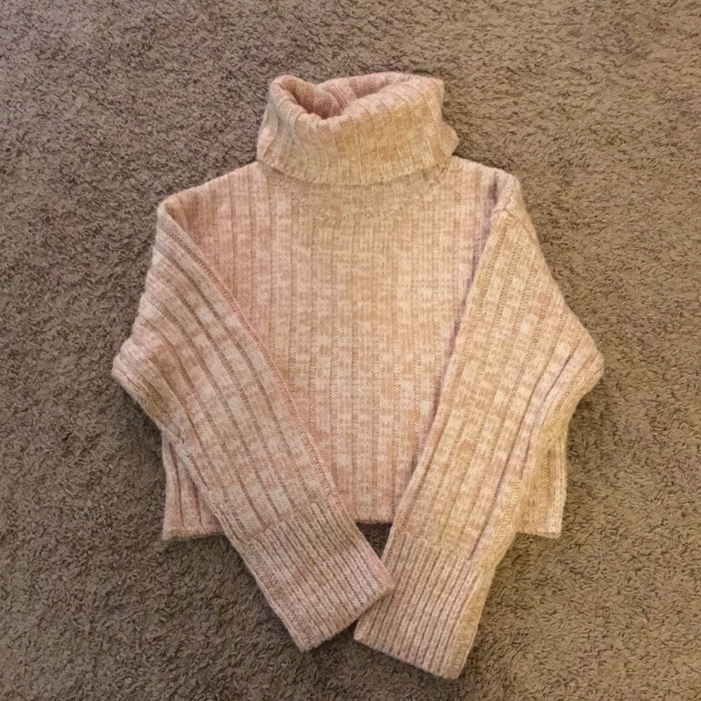 Urban Outfitters Turtleneck Cropped Beige Sweater